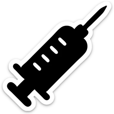 A medical syringe with needle, simple and recognizable icon for healthcare sticker