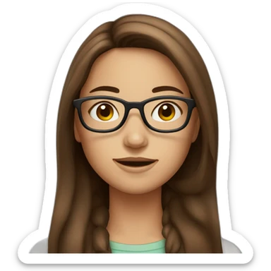 girl with glasses and long straigh brown hair and freckels sticker