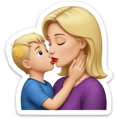 mom kiss son on lips sticker