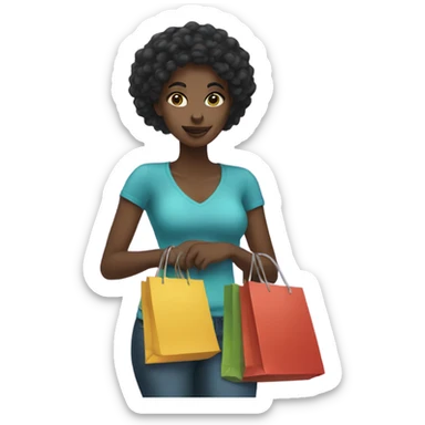 Black girl holding shopping bags sticker