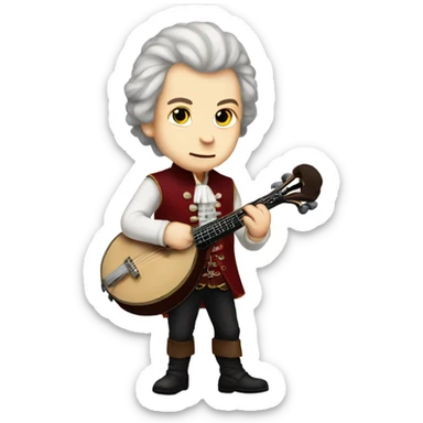 Wolfgang Mozart chibi standing young banjo sticker