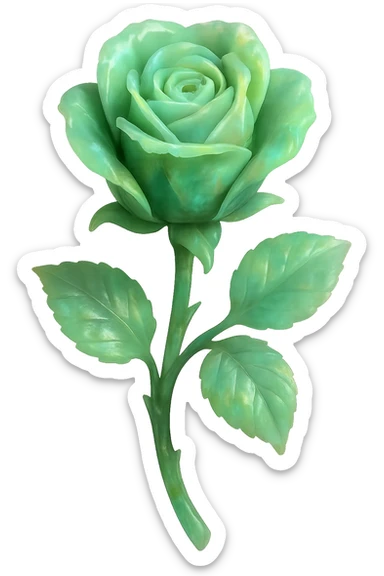 green Opal crystal rose flower, remove background sticker