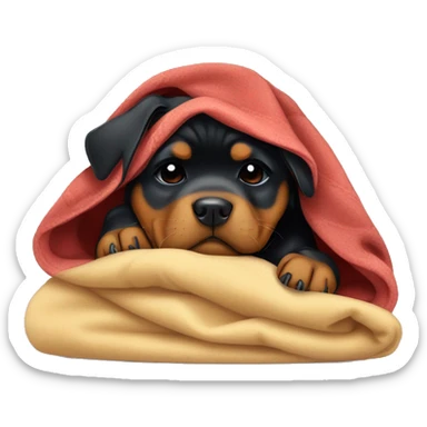 Disney style rottweiler puppy sleeping in a blanket  sticker