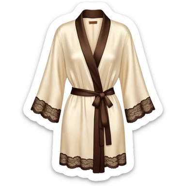 Cream and dark brown silk lace robe sticker