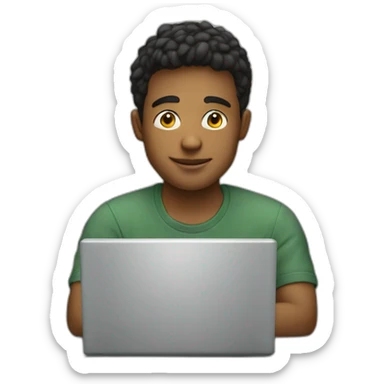 Young man behind a laptopthe baloclave sticker