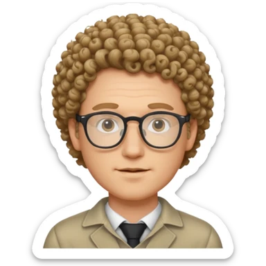 Hombre blanco con rizos y lentes sticker