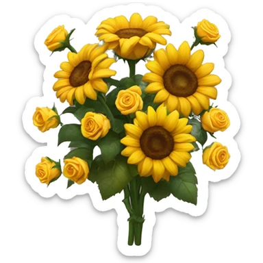 Ramo de rosas y girasoles  sticker