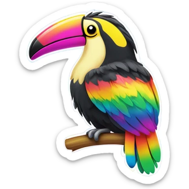 Lisa frank toucan with rainbow feathers sticker