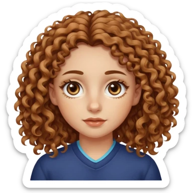 girl with wavy curly hair, almond shaped eyes, birthmark near her eye sticker