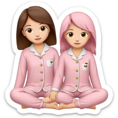 Brown and soft pink cozy two pieces pijama just the pijama sticker