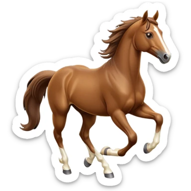 cinematic-[brown horse]-realistic-full-body-galopping-emoji,-tail-flicking-lazily,-head-tilted-dramatically,-sleek-[brown]-coat,-simplified-yet-realistic-focused-features,-highly-detailed,-glowing-with-an-almost-sarcastic-glow sticker