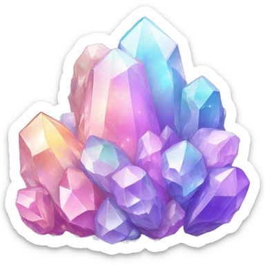 Pastel iridescent rainbow crystal clusters sticker