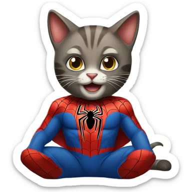 Cat in a Spider-Man suit sticker