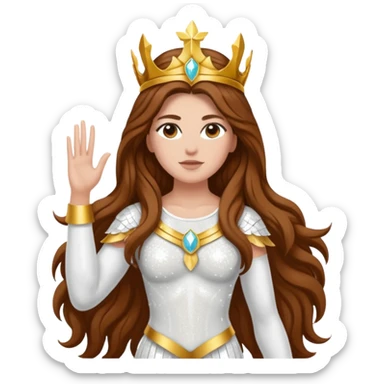 Nike, Goddess of Victory from Gods and Goddesses with long brown hair, white sequin outfit sticker
