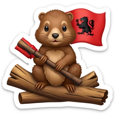 albanian flag with beaver on it sticker