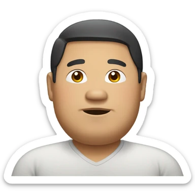 Fat Asian man with middle part  sticker
