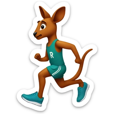 kangaroo with running shoes, with the word 'Runna' on its chest using the colors Burnt Sienna and Neptune sticker
