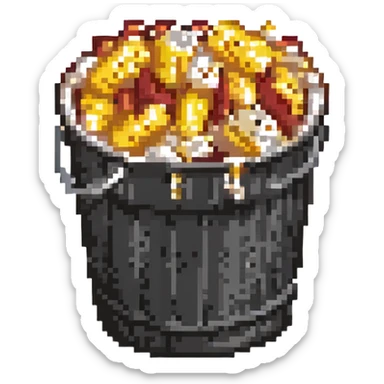 pixel art emoji of popcorn spilling from a bucket sticker