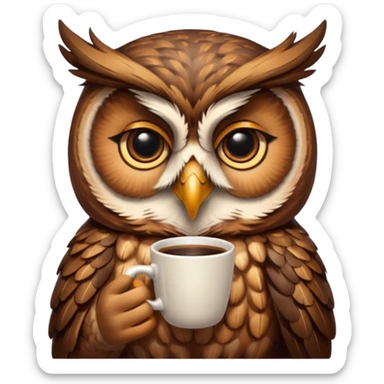 kahve içen baykuş sticker