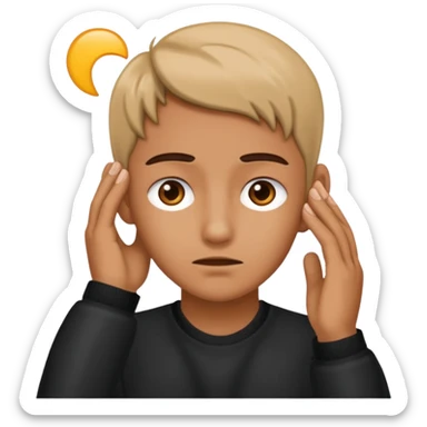 Saying sorry while holding ear sticker