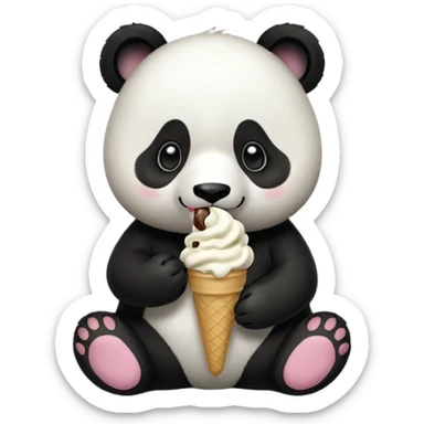 Panda eating ice cream sticker