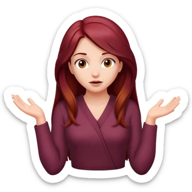 Beautiful long burgundy haired girl, shrugging shoulders sticker