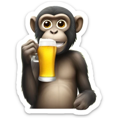 Monkey drinking beer  sticker