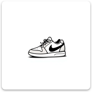 Modern athletic running shoes/trainers with details in pastel colors (dd9fb0, ffc6d3, a3bfc9, c4bee2, f1b091), hand-drawn doodle style sticker