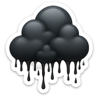 black clouds and black rain dripping down. Rain drops sticker