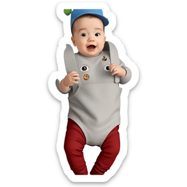 baby boy in a bib sticker