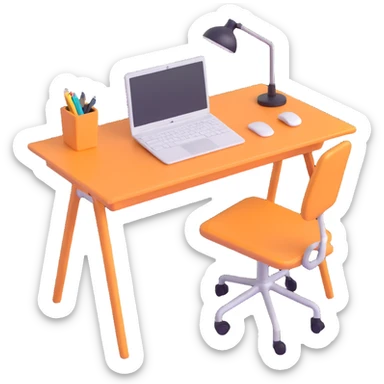 briefcase and coffee mug on a desk sticker