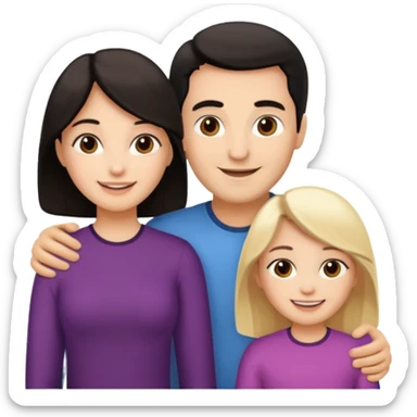 Familia : Hombre pelo oscuro, Mujer pelo oscuro, hija mayor pelo mono , hija menor pelo oscuro. sticker