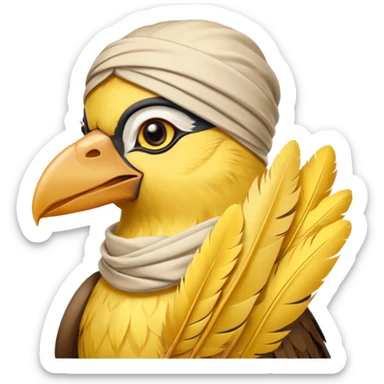 truthahnvogel with headscarf (no human) holding yellow paper sticker