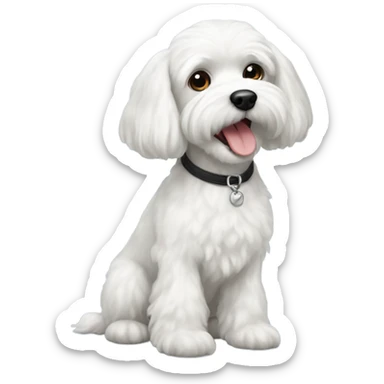 White Maltese with small black poodle sticker