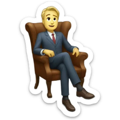 rich man in a chair steps on money sticker