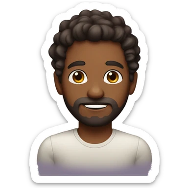 brown skin guy with a patchy beard and dark hair curls sticker