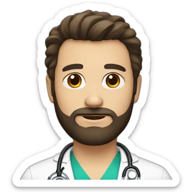 white doctor brown beard and short black hair on the head sticker