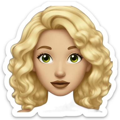 Blonde girl green eyes wavy hair and tan skin big lips sticker