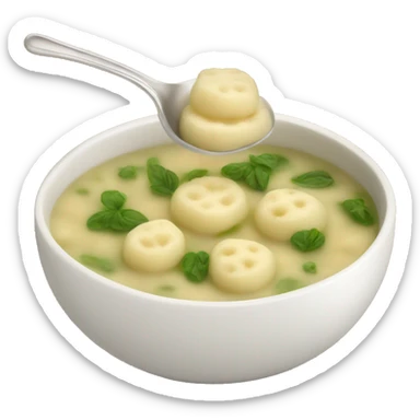 gnocchi soup in bowl with spoon sticker
