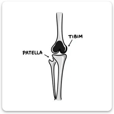 knee joint bones with labels, educational diagram of knee skeleton sticker