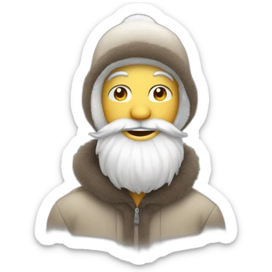 smiling guy beard in fluffy hat sticker