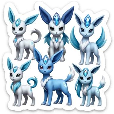 Absol-Meloetta-Glaceon-Dialga-Suicune-fusion sticker