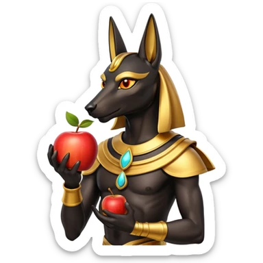 anubis god with an apple sticker