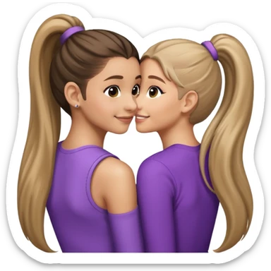  Ariana grande back view with long hair in a ponytail leaning on another girl with long hair in a ponytail  sticker