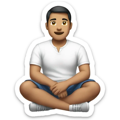 Filipino in white shirt sitting down sticker
