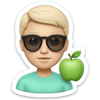 Clean 3D memoji emoji, smooth Apple emoji style, black sunglasses, calm expression, Matrix movie aesthetic, faint green code glow, minimalist, dark cinematic background, high resolution. sticker