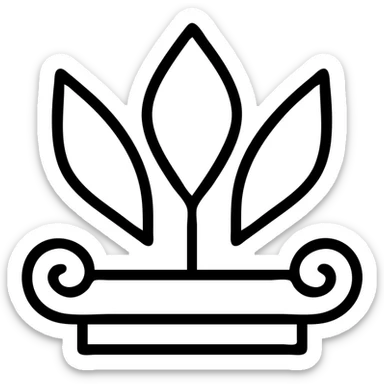 modern minimalist Greek god crown logo, silver, geometric shapes, clean lines sticker