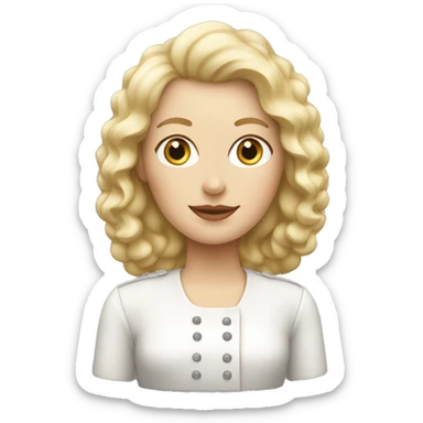 Blonde Frau mit weißen Pudel sticker