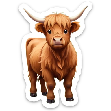 Highland cow calf flowers sticker