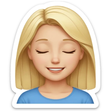 Happy blonde girl with eyes closed sticker